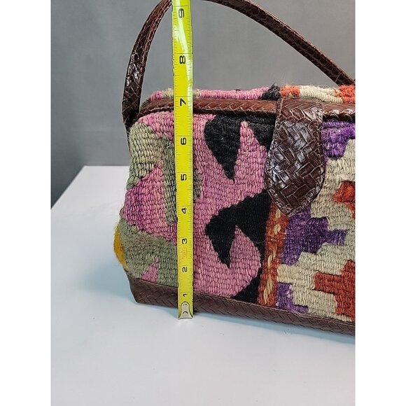 Vtg RARE T. Cappelli Plano Texas Handbag Shoulder Crossbody Purse Southwest Rug - Picture 14 of 16